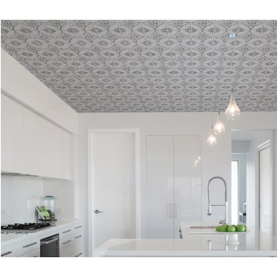 InHome Camden Antique White Faux Tin Peel & Stick Backsplash Tiles